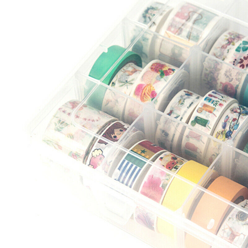 15 Compartments Clear Crafts Organizer for Tape Art Supplies and StickerM Qx