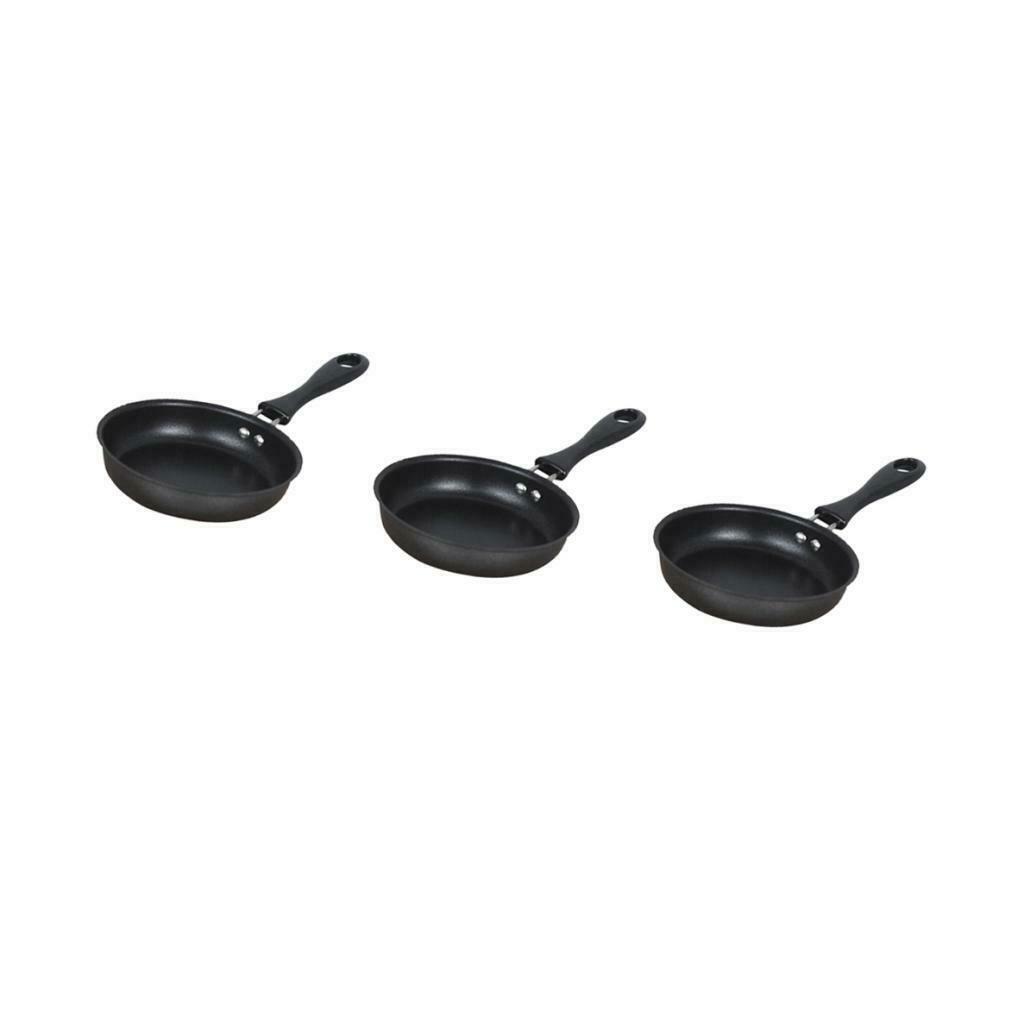 12cm Mini Non-stick Round Frying Egg Pan Iron Coating Kitchen Cookware 3pcs