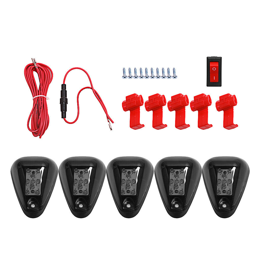 5PCS Yellow LED Roof Top Truck SUV Cab Marker Running Clearance Lights Set