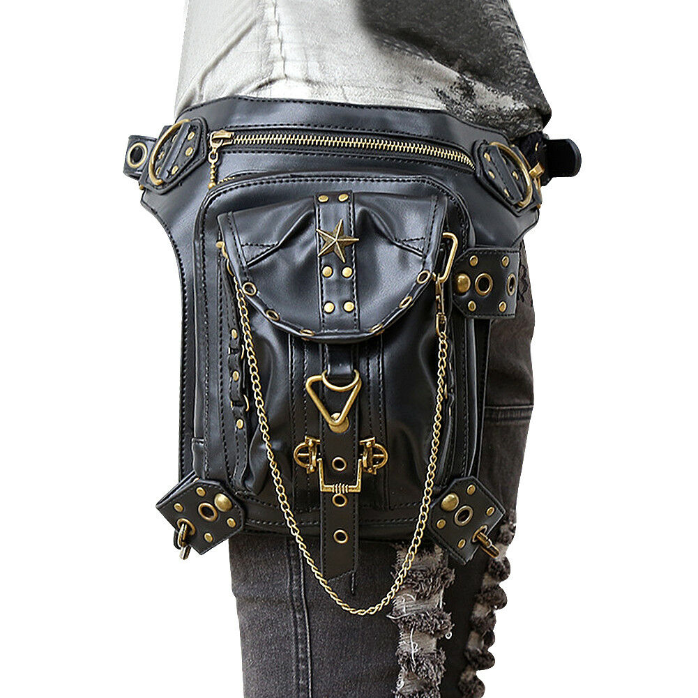 Pu leather gothic steampunk retro rock ladies shoulder Messenger bag travel bag