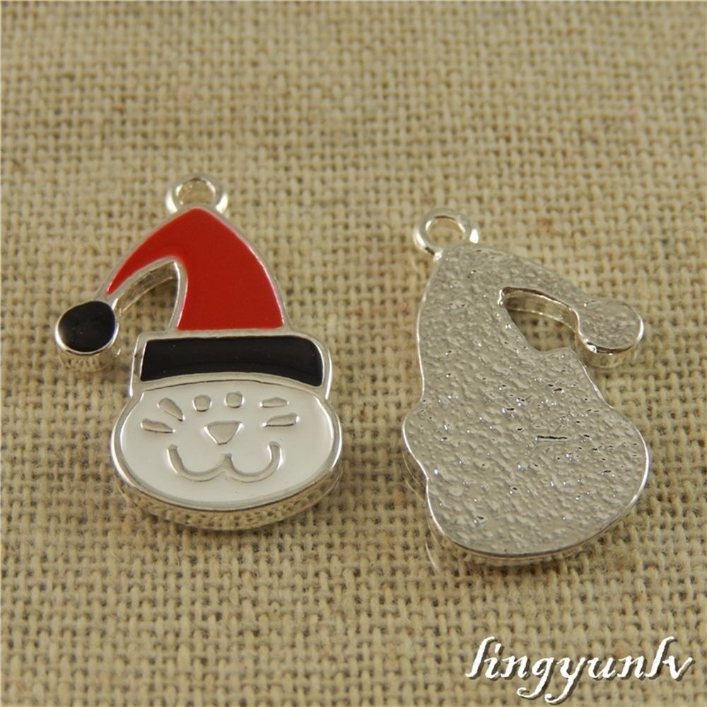 50653 Colorful  Alloy Christmas Cat Pendants Charms Findings Crafts 10pcs