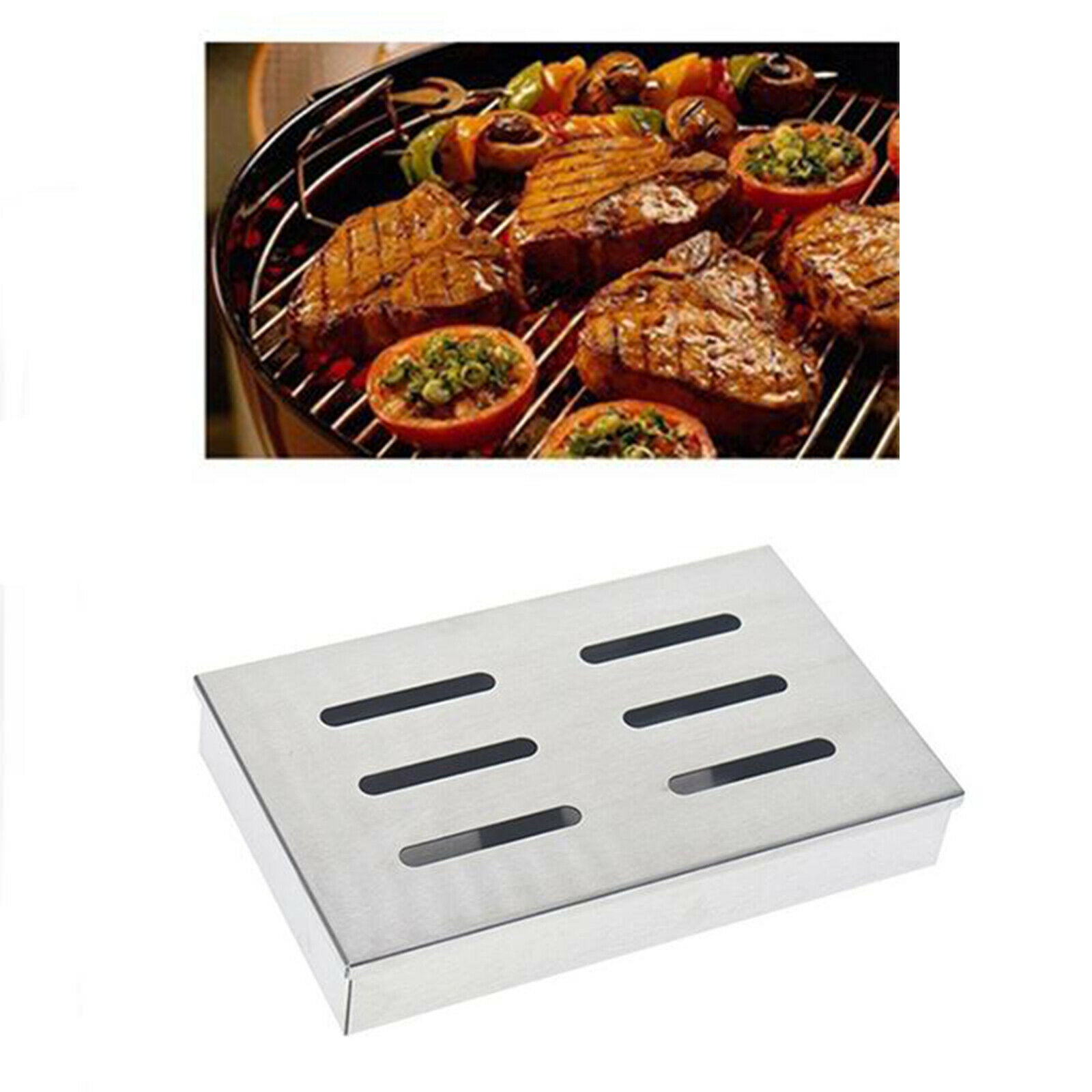 Smoker Box, Stainless Steel BBQ Grilling Meat Smokers Box Organizer for Wood