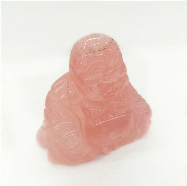 84g 50x47x30mm Natural Rose Quartz Carved Buddha Decoration Statue Decor HH7552