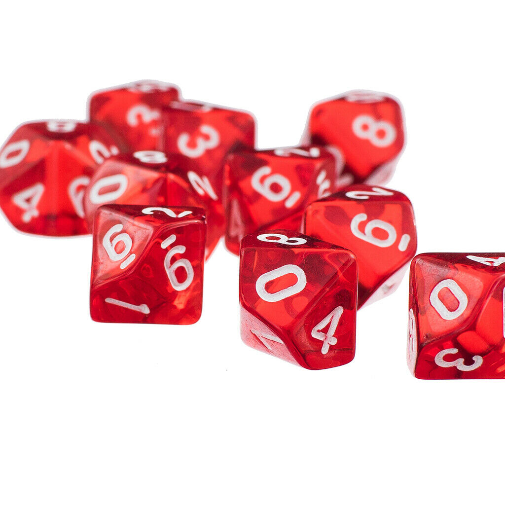 3X 3cm D10 Polyhedral Dices Bulk Set for DND Table Board Party Casino Games Red