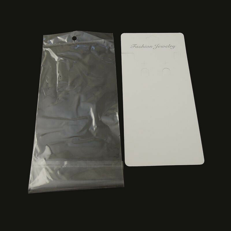 60-Pack Bracelet Necklace Jewelry Display Hanging Cards With OPP Bags 26.5x10cm