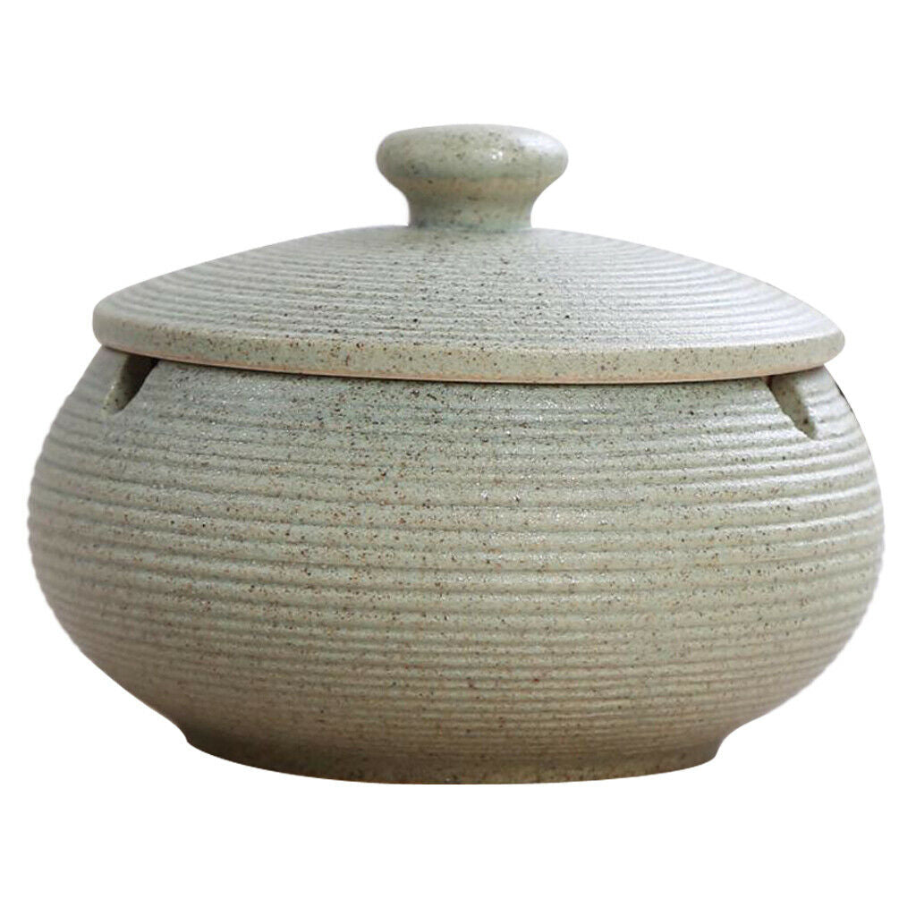 Nordic Ashtray Ceramics Ashtray with Lid for Indoor Outdoor Use Light Blue