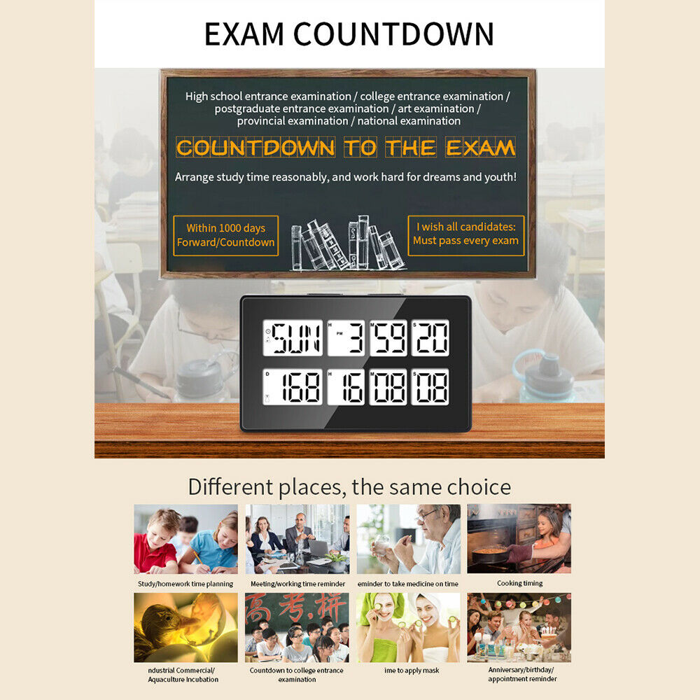 Digital Countdown Timer Display Time Alarm Clock for Exam Lab Kitchen Project