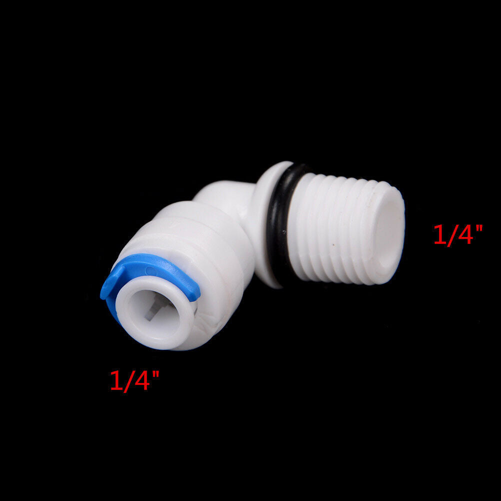 5PCS 1/4" Male Thread - 1/4" OD Tube RO Water Elbow Quick Connector MD J.dnW Kt