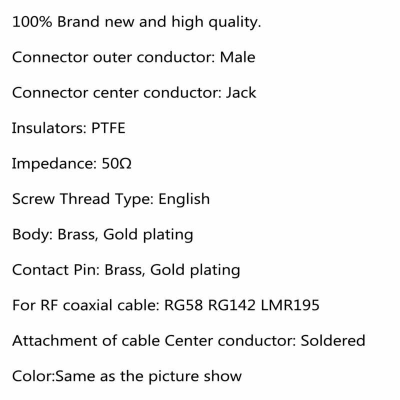 10x Connector RP.SMA Male Jack Crimp RG58 RG142 LMR195 RG400 Cable Straight AT2
