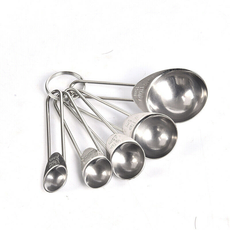 5PCS/Set Measuring Spoons Stainless Steel Measure Spoon Sugar Cake Baking.l8