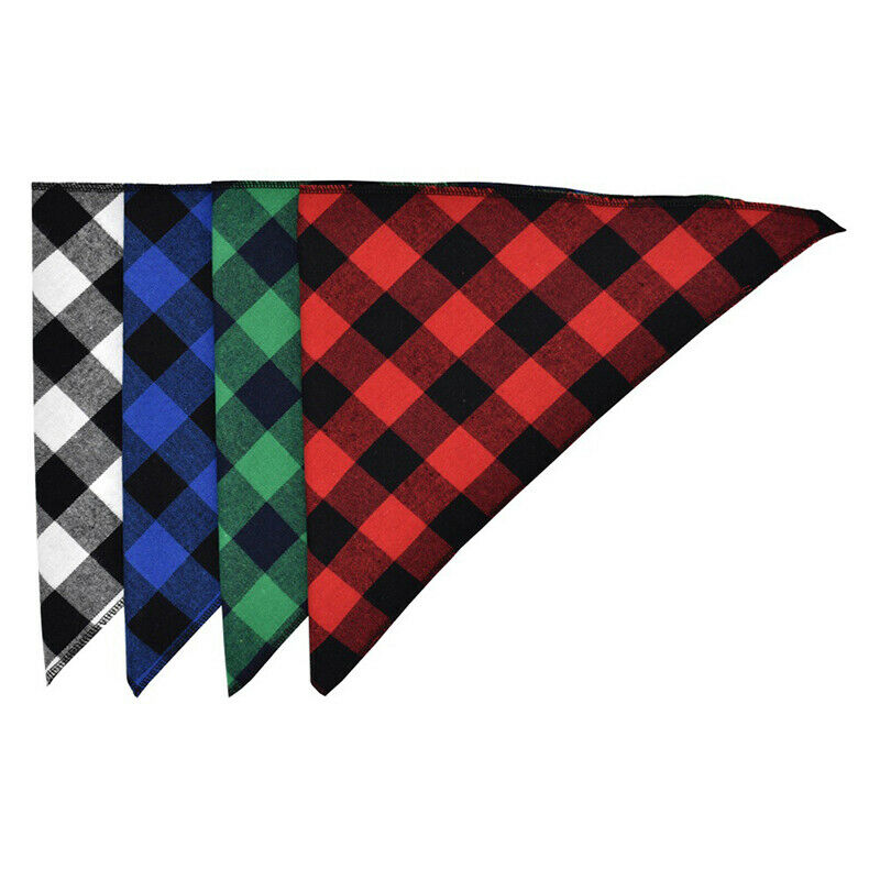 4PCs Pet Scarf Pet Bandana For Plaid Ties Collar Cat Dog Triangular BandageJCDD