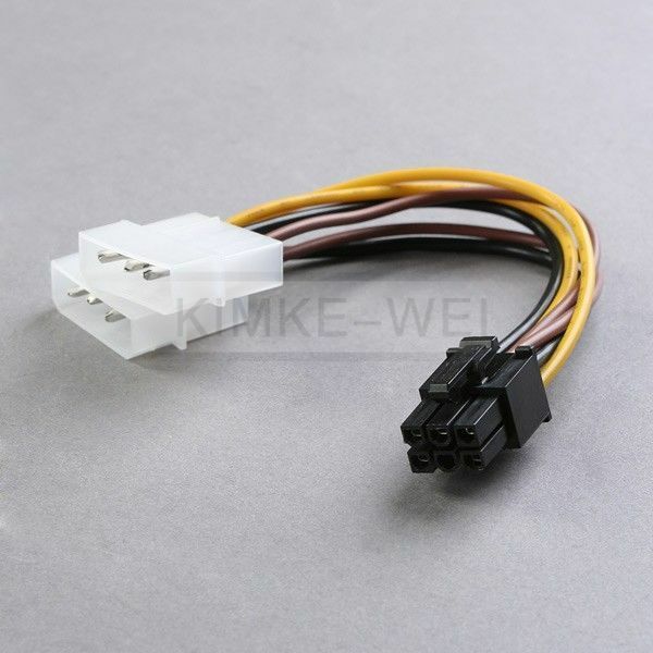 4 Pin Molex to 6 Pin PCI-E Power Adapter 12cm New