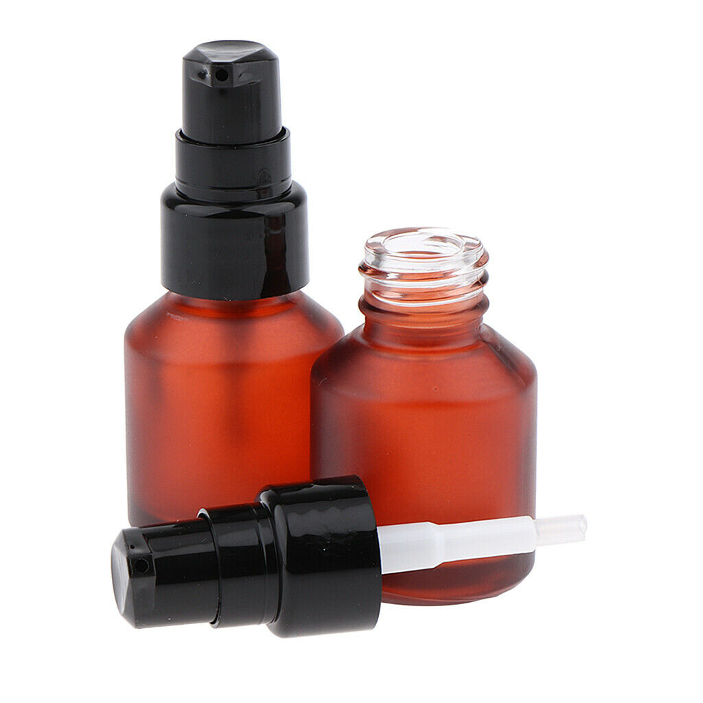 6pcs Empty Pump Bottle Refillable Amber Glass Lotions Bottle 100ml/60ml/15ml