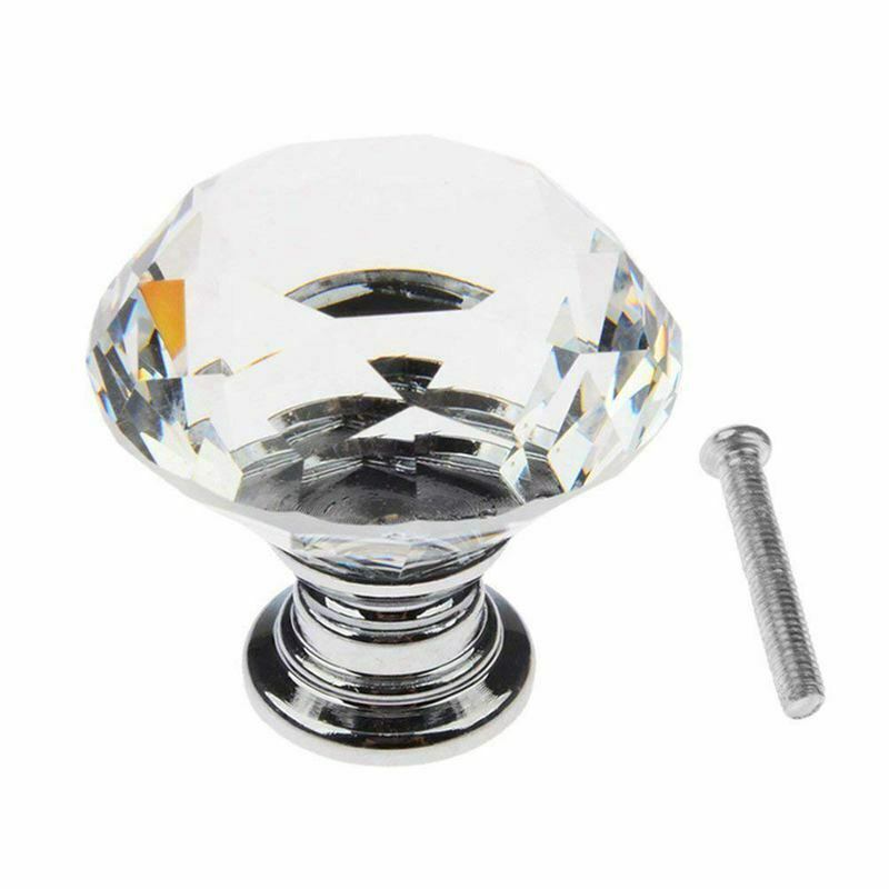 16pcs Glass Knob Der Door Crystal Diamond Handle Pull Dia 30mm for Wardrobes CE1