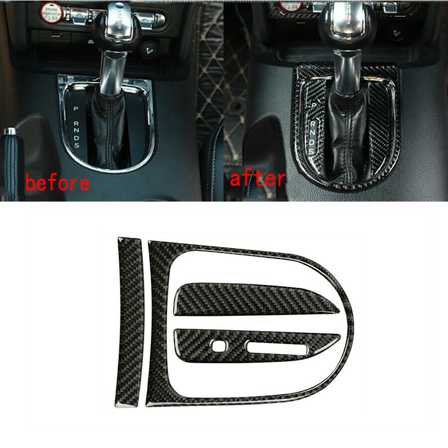 Interior Gear Shift Decor Panel Trim Carbon Fiber Style For Ford Mustang 2015-19