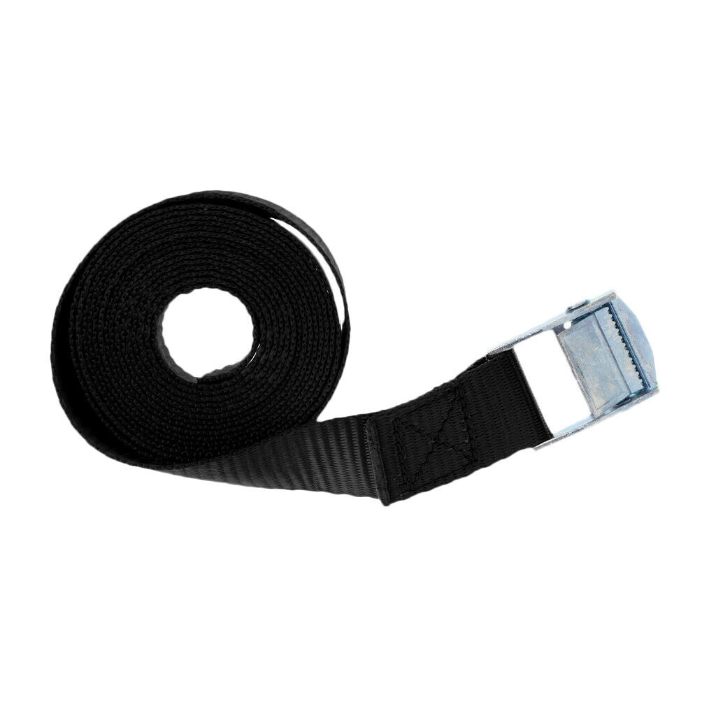 Heavy Duty Metal Cam Buckle Tie Down Lashing Strap Roof Rack 25mmx2.5m Black