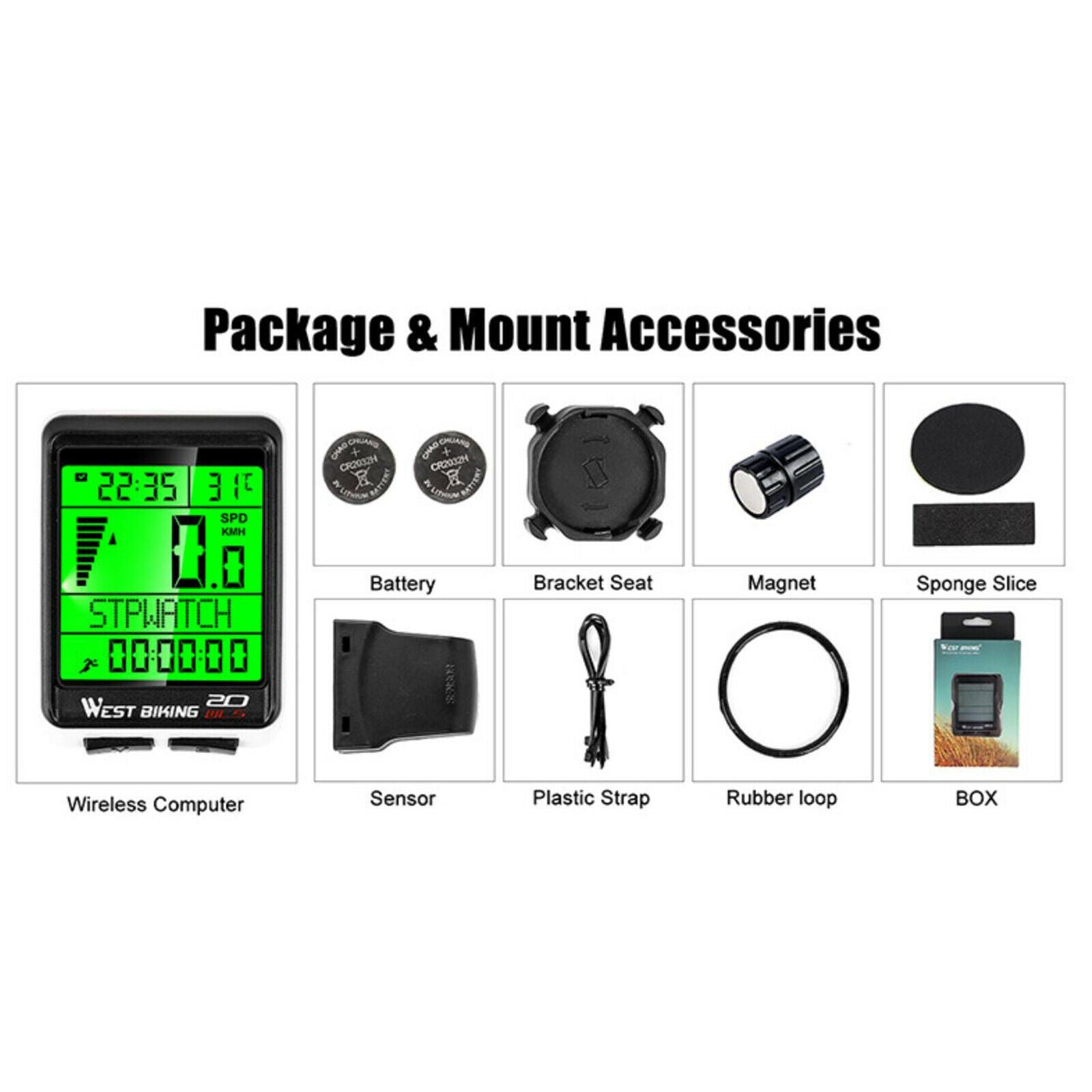 Waterproof Bike Computer Bicycle Speedometer Stopwatch Time Temperature