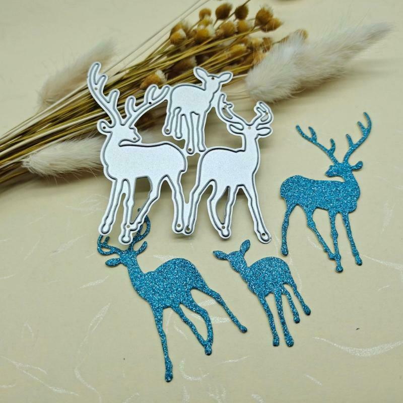 Three Christmas Deer Cutting Dies Stencil Scrapbook Album Paper Card Template