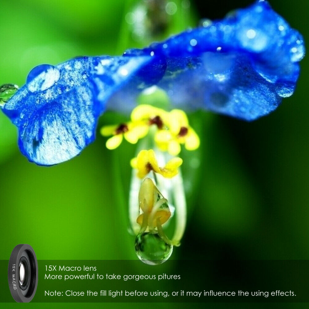 Universal 3-in-1 Fill-in Light  Wide Angle Macro Camera Lens Clip On for Phone