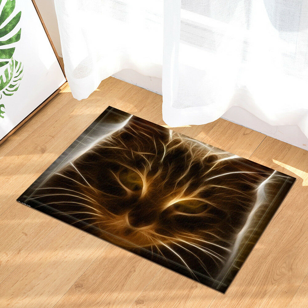 Golden Shadow Cat Bathroom Rug Bath Mat Non-Slip Floor Door Mat 16x24"