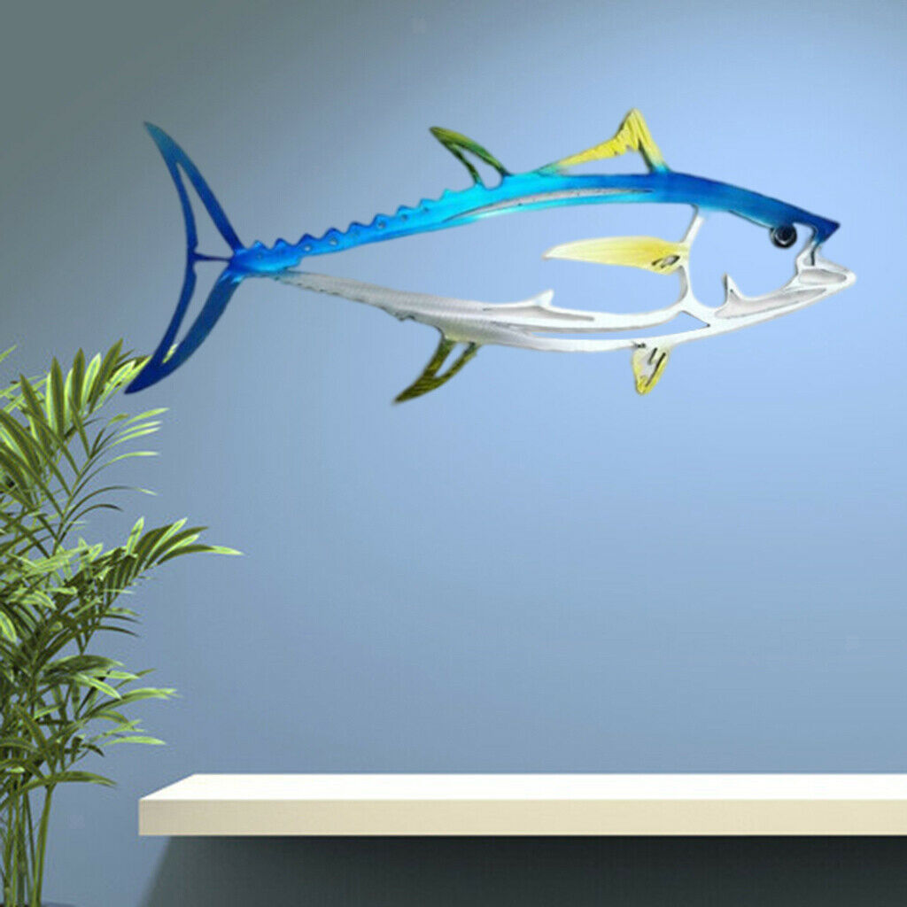 2Pack Metal Shark Wall Decor Art Ocean Fish Hanging Wall Sculpture Bedroom