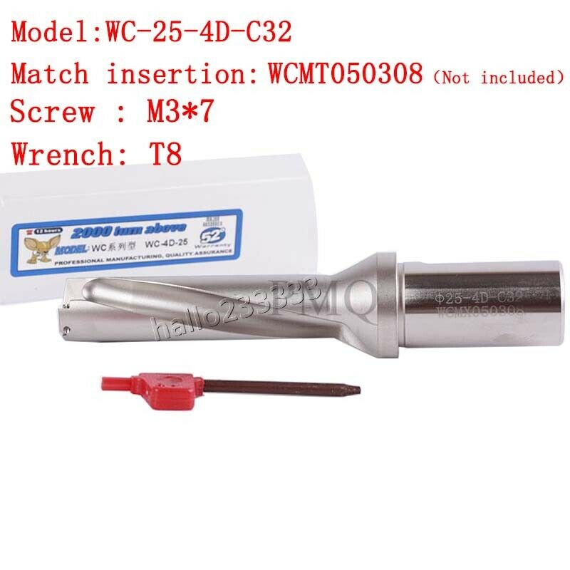 WC-25-4D-C32 Φ25mm-4D indexable U drill bit for WCMX050308 U drill inserts