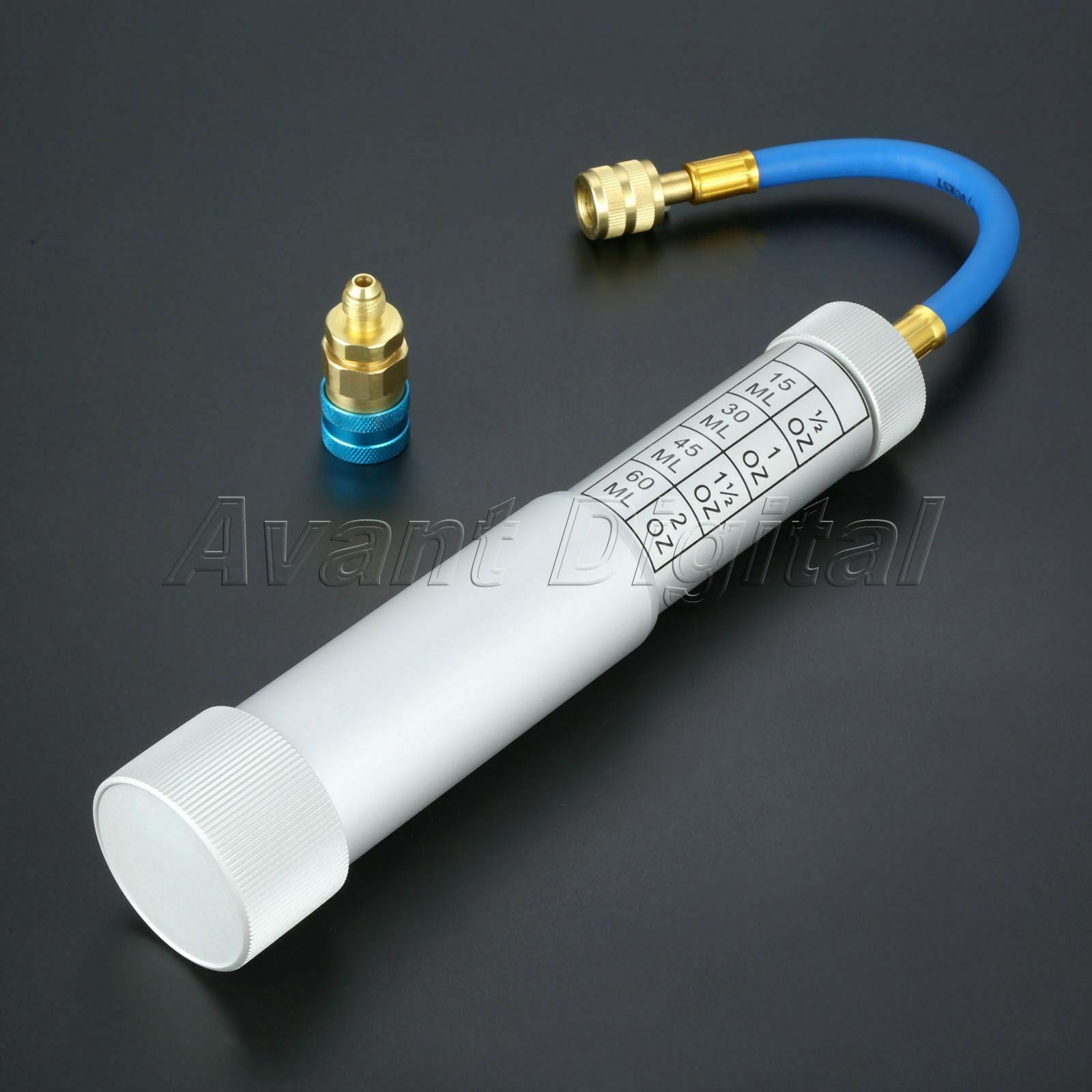 Hand Turn 2OZ A/C Oil Injector Connections 1/4”SAE Male and Female R134a R12 R22