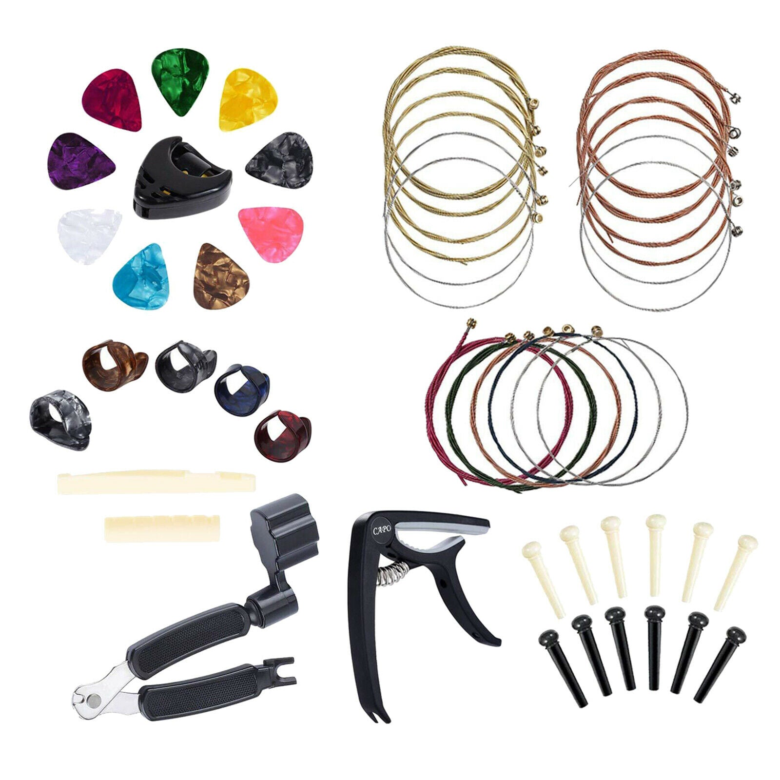 49pcs/set Guitar Accessories Kit Guitar Strings String Cutter String Winder,