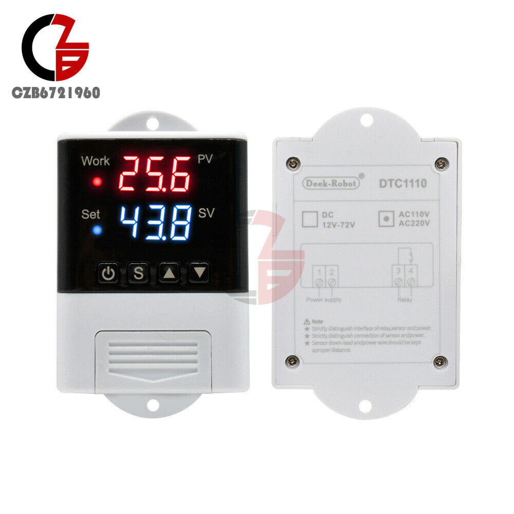AC 110-220V Digital DTC1110 Dual LED Intelligent Temperature Controller Sensor