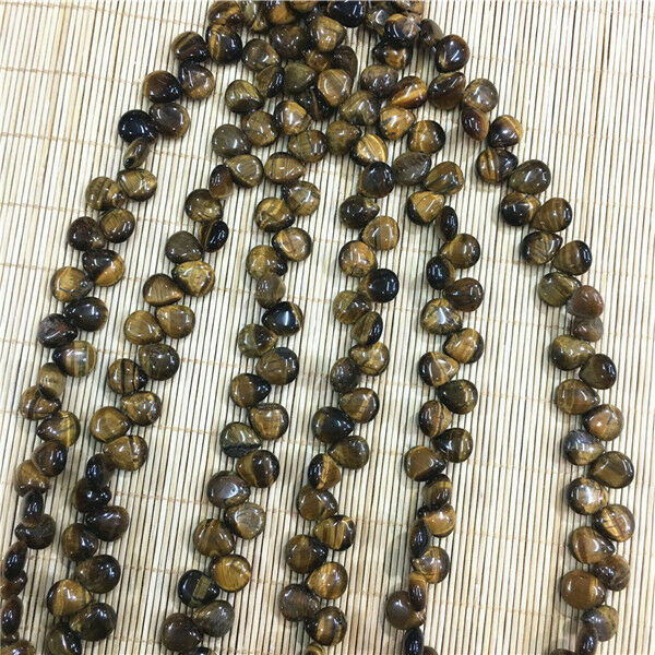 1 Strand/33Pcs 12x10x5mm Natural Tiger Eye Gem Teardrop Spacer Loose Beads HH485