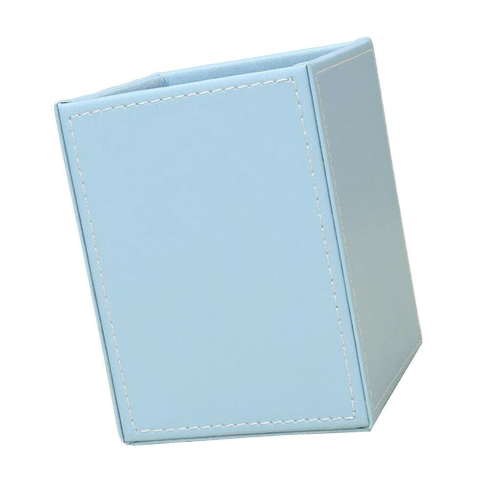 Blue Leather Pen Holder Kids Supplies Stationery Storage Box