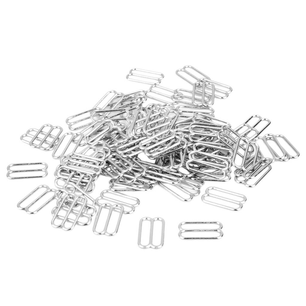 100Pcs BRA STRAPS AJUSTMENTS BITS SLIDERS 8-Shaped HOOKS 14mm
