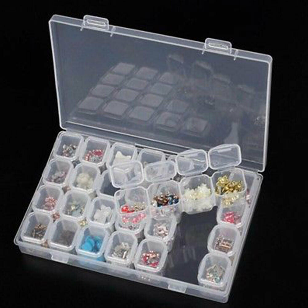28 Slots Empty Storage Box Jewelry Nail Art Display Container Case Holder