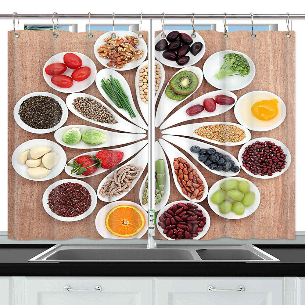 Fruit and Vegetable Window Treatments for Kitchen Curtains 2 Panels,55X39 Inches