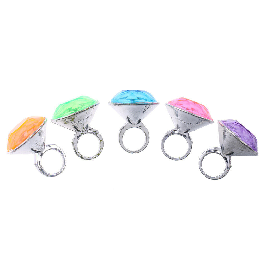 5 Pieces Colorful Plastic Diamond Rings Party Favor Toys For Kids Children