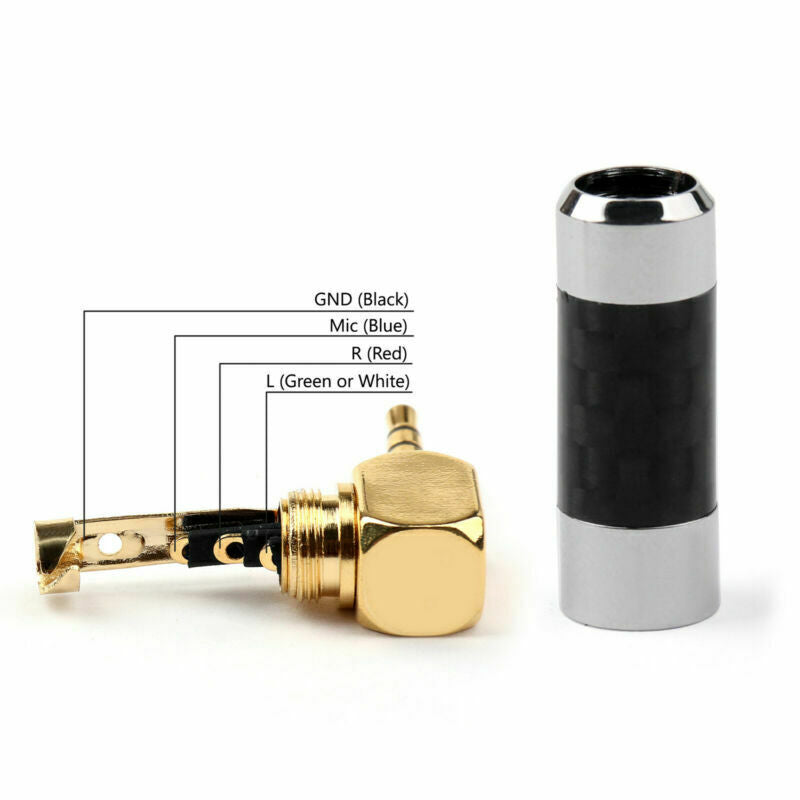 4X 2.5mm 4 Pole Audio Plug Angel TRRS Rhodium-Plated Carbon Fiber AT2