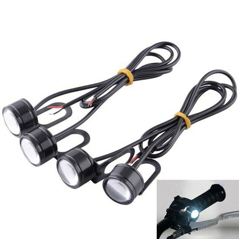 2Pcs 12V Motorcycle Rearview Mirror Decor Eagle Eye 3 LED Conatant Bright.l8