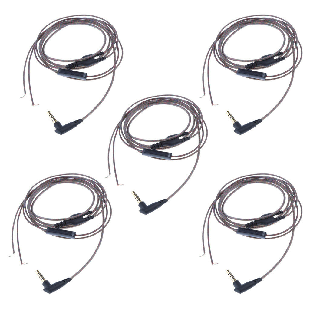 5Pack 3.5mm Right Angle Plug Audio Cable Cord with Mic for Earphone Earpiece