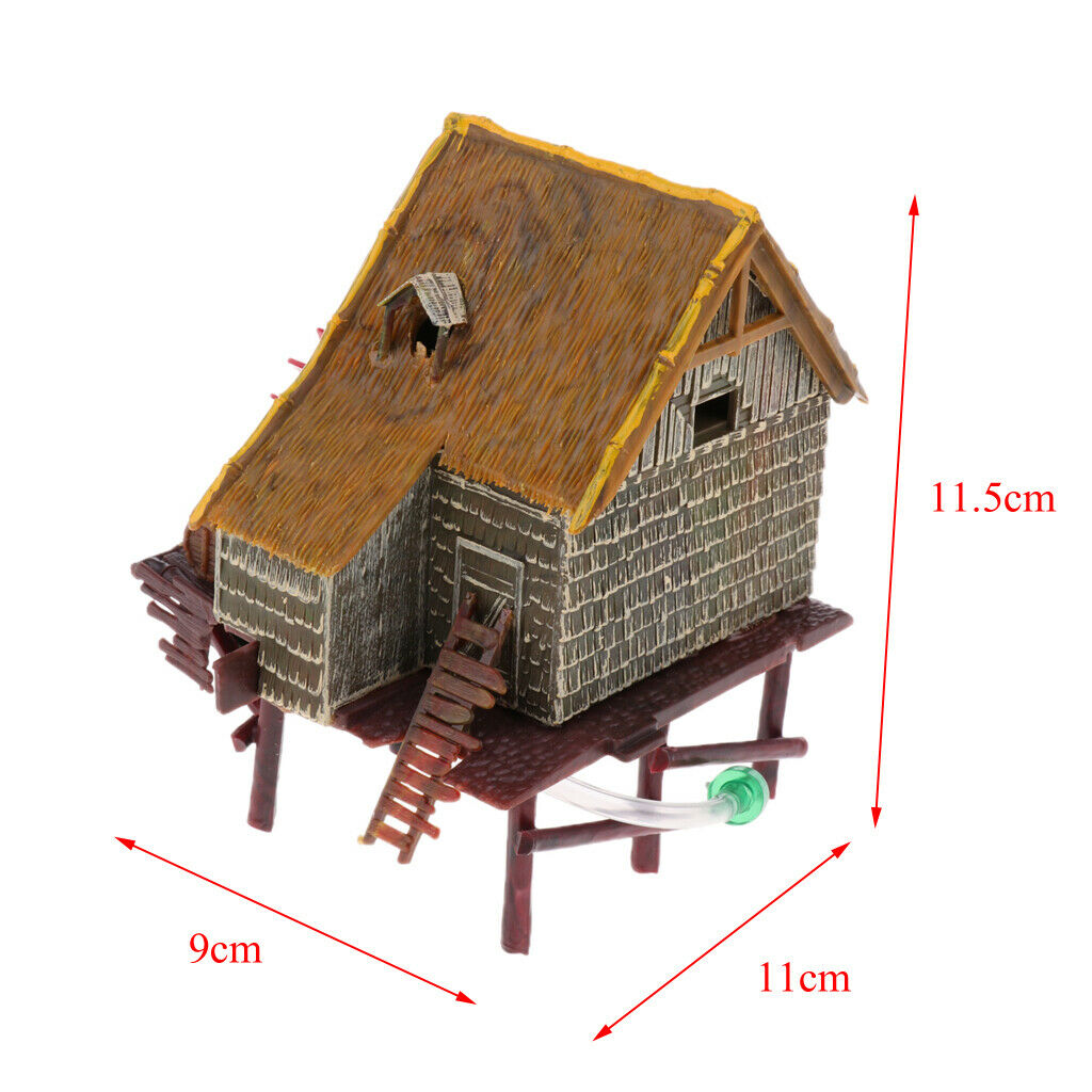 Aquarium decoration ornaments house with water wheel for aquarium