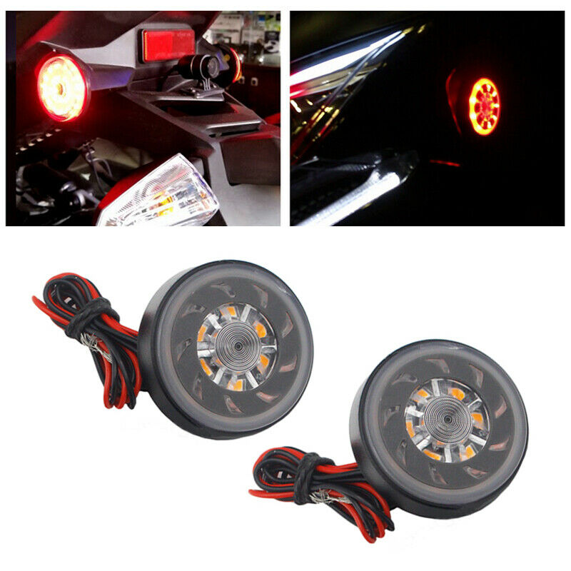 Motorcycle Scooter Round LED Brake Light Waterproof Tail Light Side Turn Signal