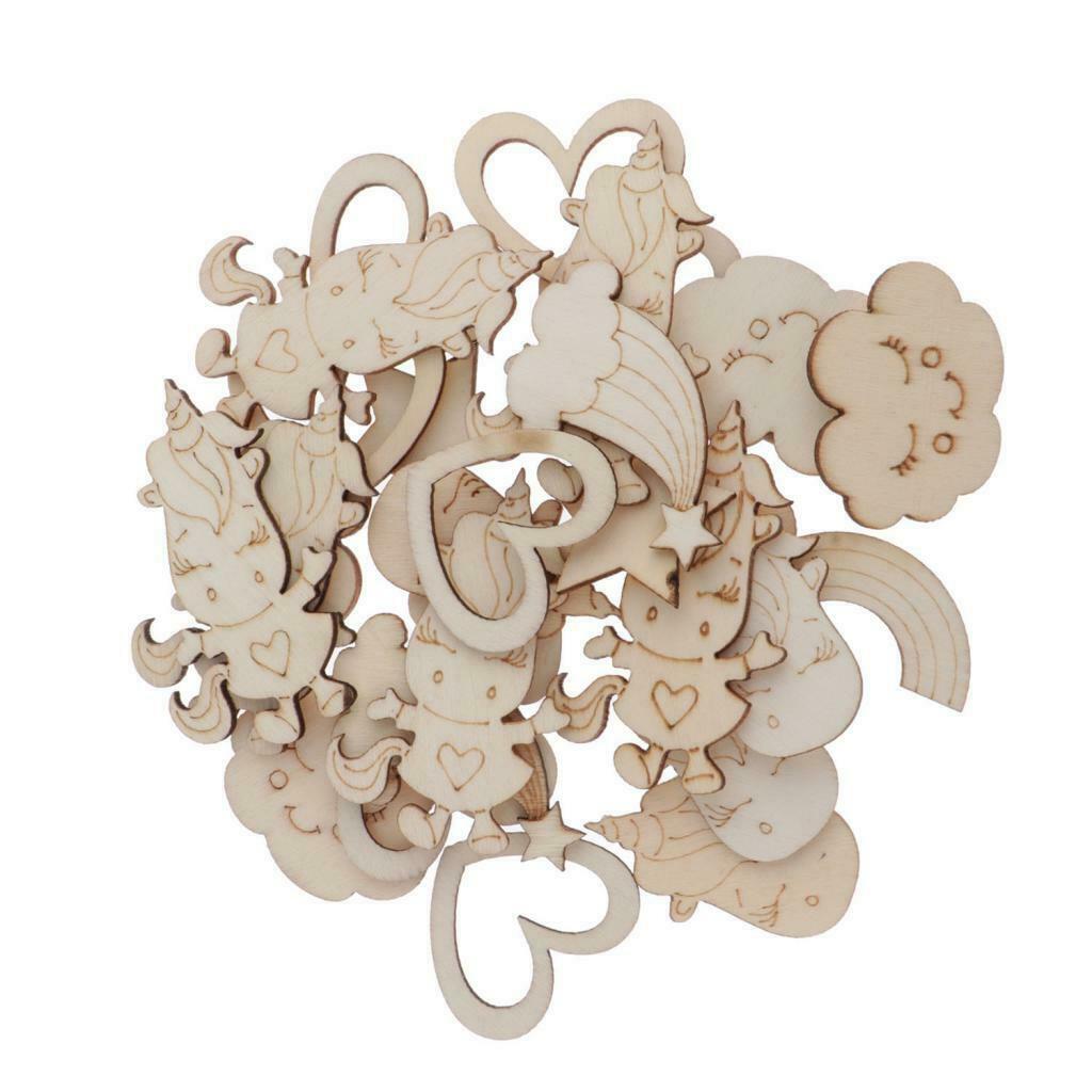 30pcs Wooden Cutouts Heart Shapes Wood Crafts Ornaments Wedding Decorations