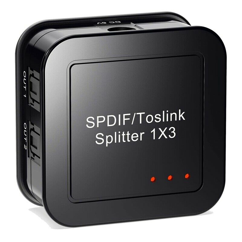 Digital Optical Audio 1X3 Splitter,Digital SPDIF TOSLINK Optical Fiber Audio SU7