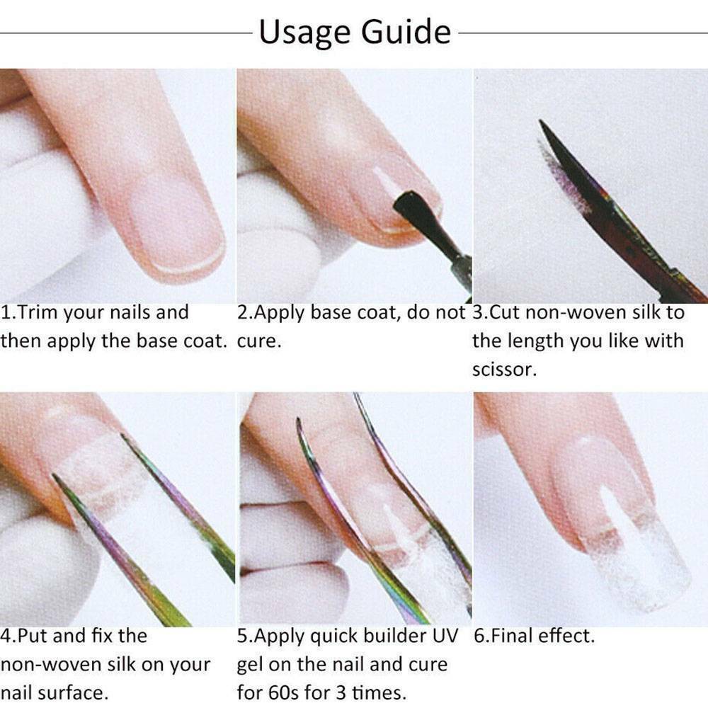 10x Nail Art White Non-woven Silk Fiberglass Gel Tips Extension Fiber Glass Form