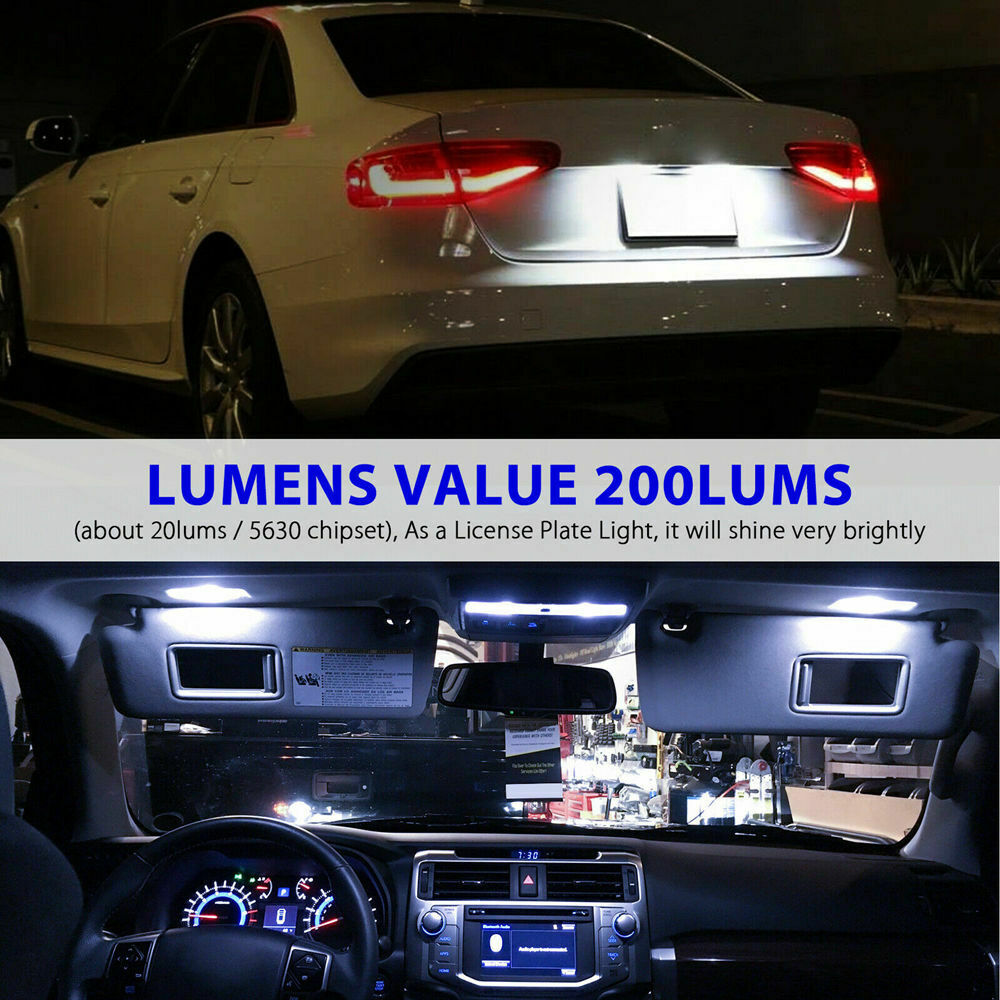 10PCS T10 LED Interior License Plate Light Bulbs 6000K Super White 168 194 2825