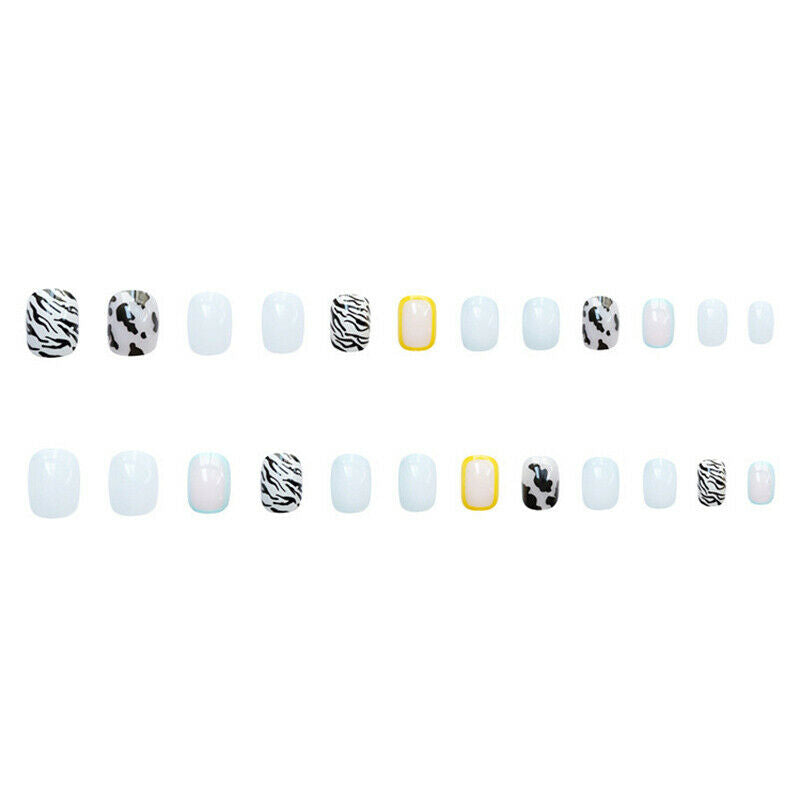 Gel Cover False Nails Press On Fingernails Short with Adhesive Tabs Perfe.l8