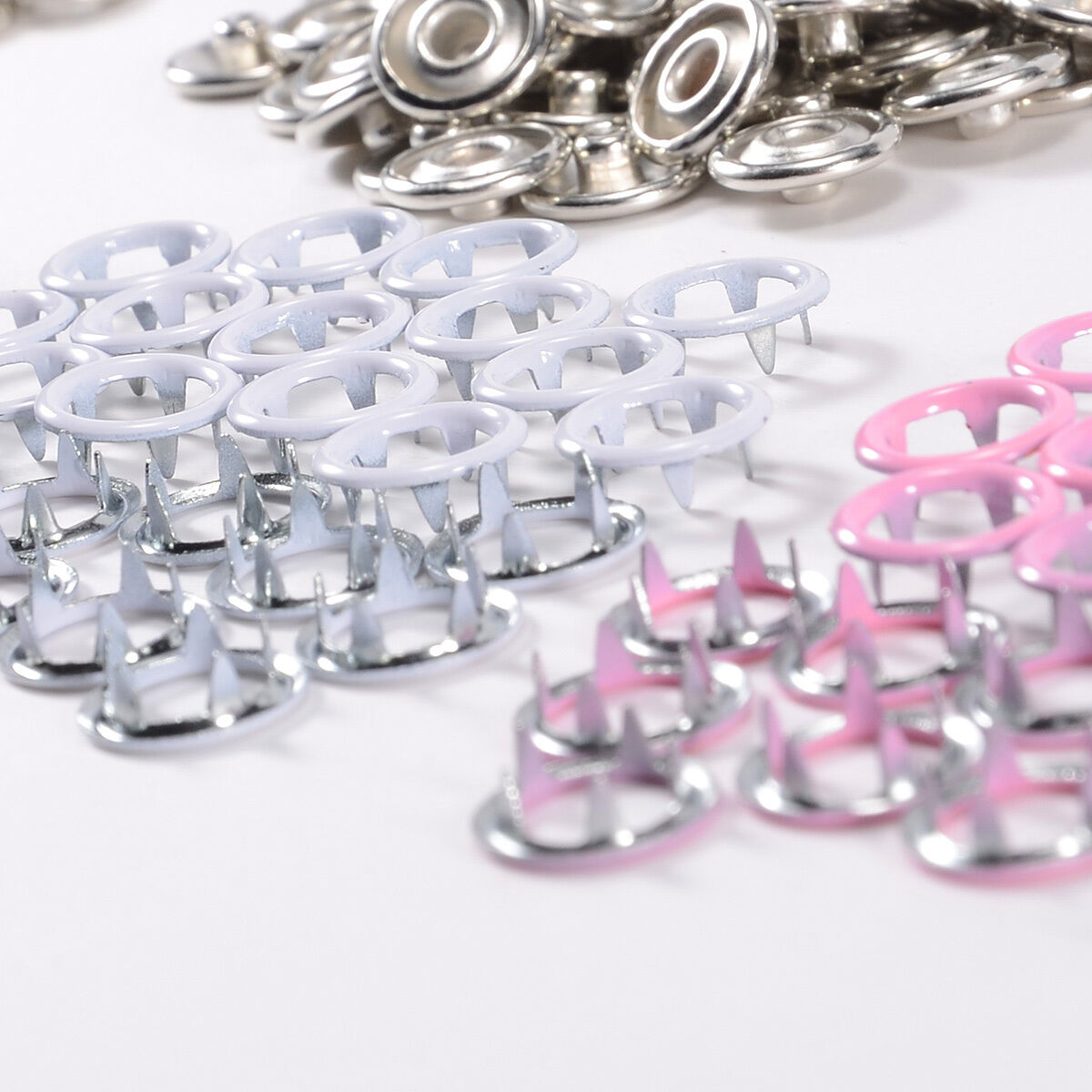 Prong Open Ring Press Studs for Making Dummy Clips 4 Colors 100 Sets