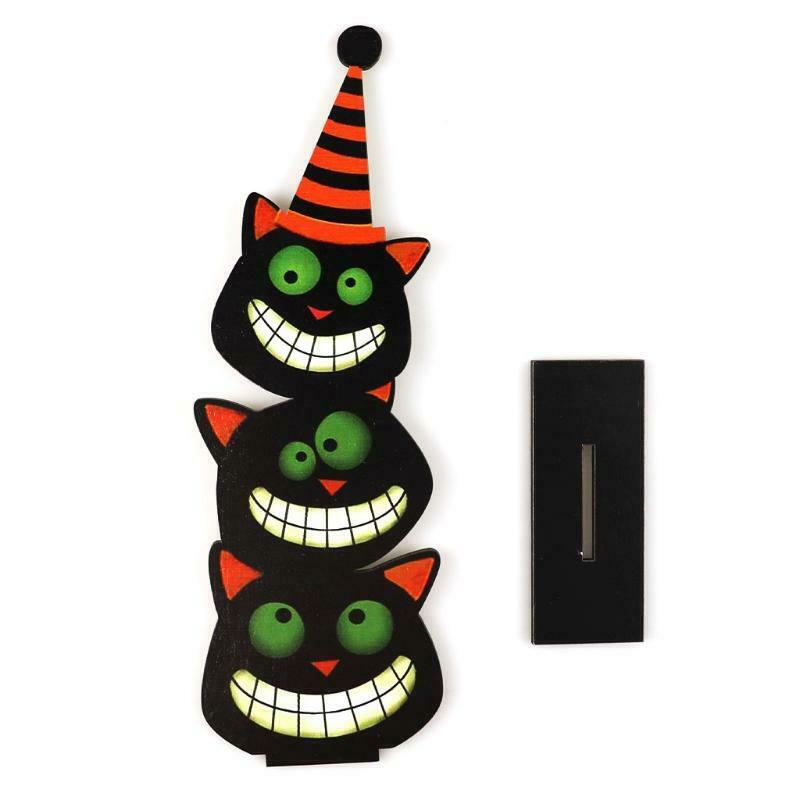 Cartoon Black Cats Wooden Sign Halloween Party Dinner Table Topper Decoration