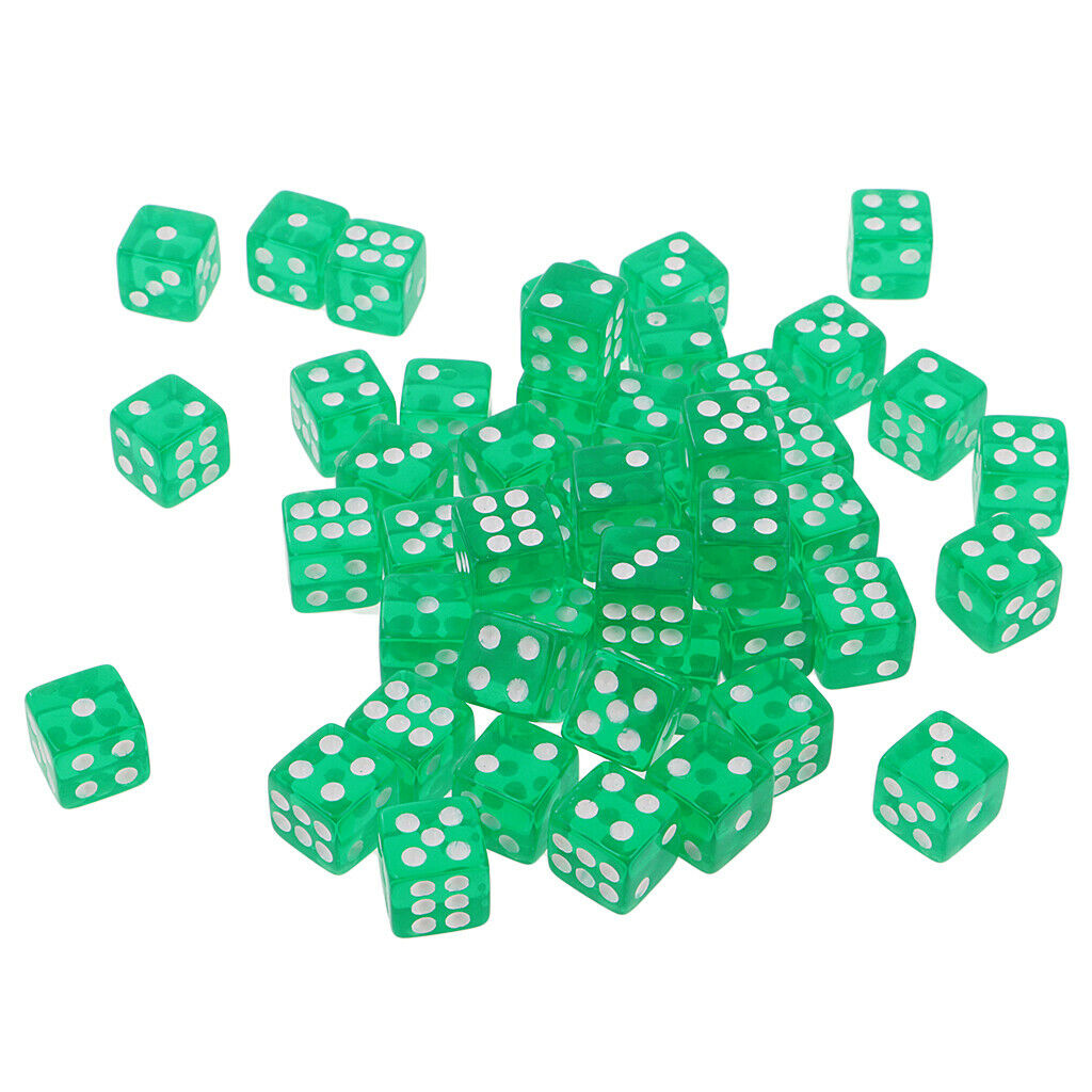 50X 6 Sided Dice D6 Polyhedral Dice 12mm for