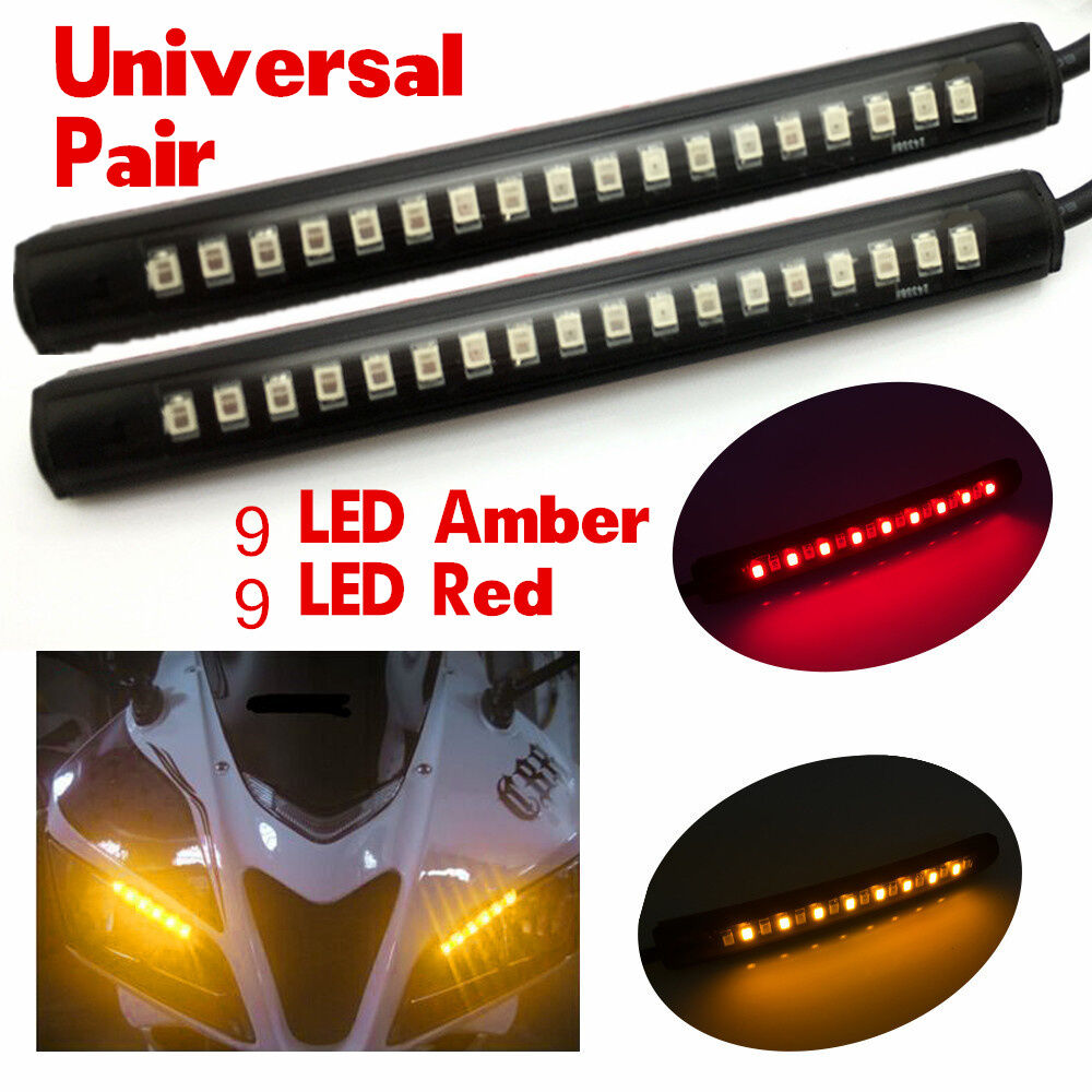 18LED Amber/Red Motorcycle ATV Tail Brake Stop Turn Signal Taillight Strip Light