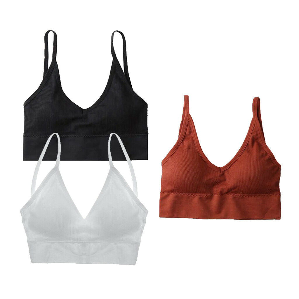 3pcs Women Summer Padded Bralette Seamless Wirefree Comfort Bra Sports Bra